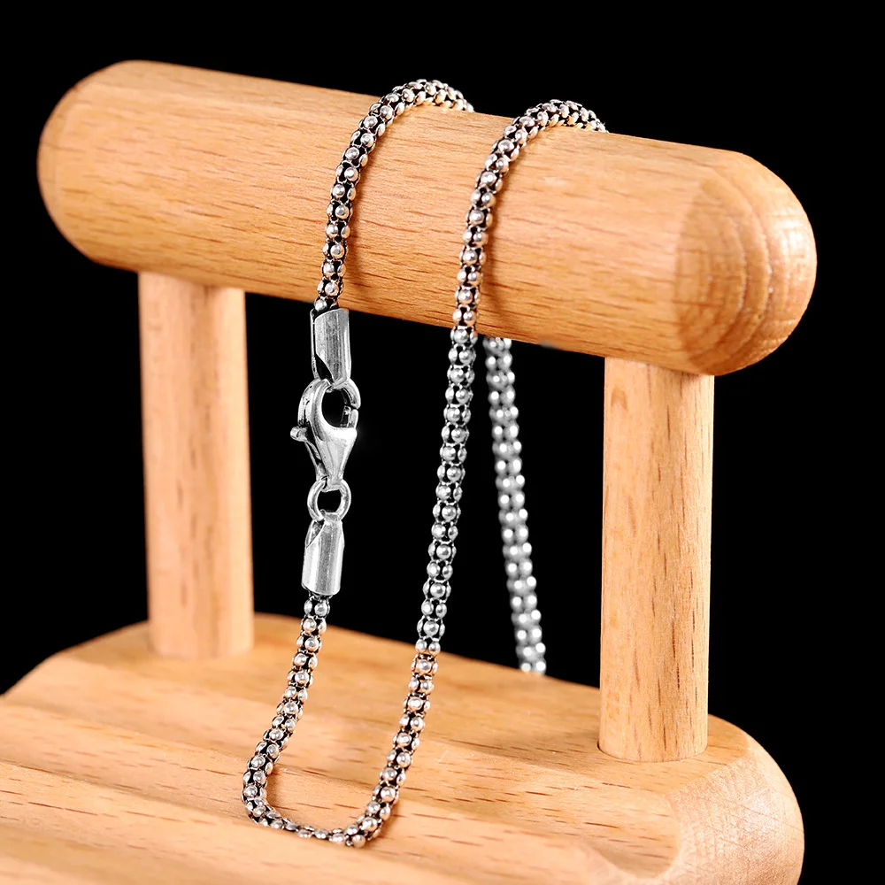 1.5-2.5MM Thai Silver Popocorn Chains Necklaces Neutral Men Women 925 Sterling Silver Links Chains Good Accessory for Pendants
