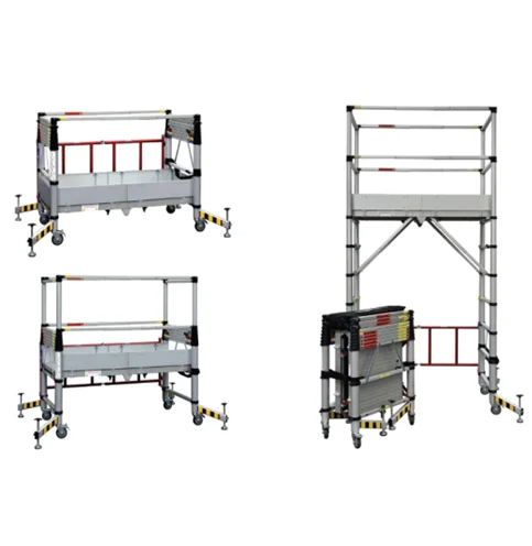 Mobile aluminium telescopic scaffolding ladder with wheels in scaffolding