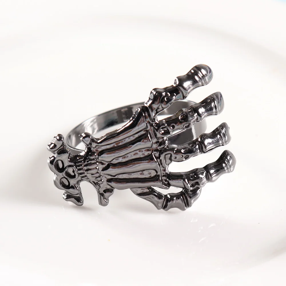

6Pcs Halloween Ghost's Day Napkin Ring Black Metal Napkin Button Cloth Napkin Ring Desktop Decoration-AT48
