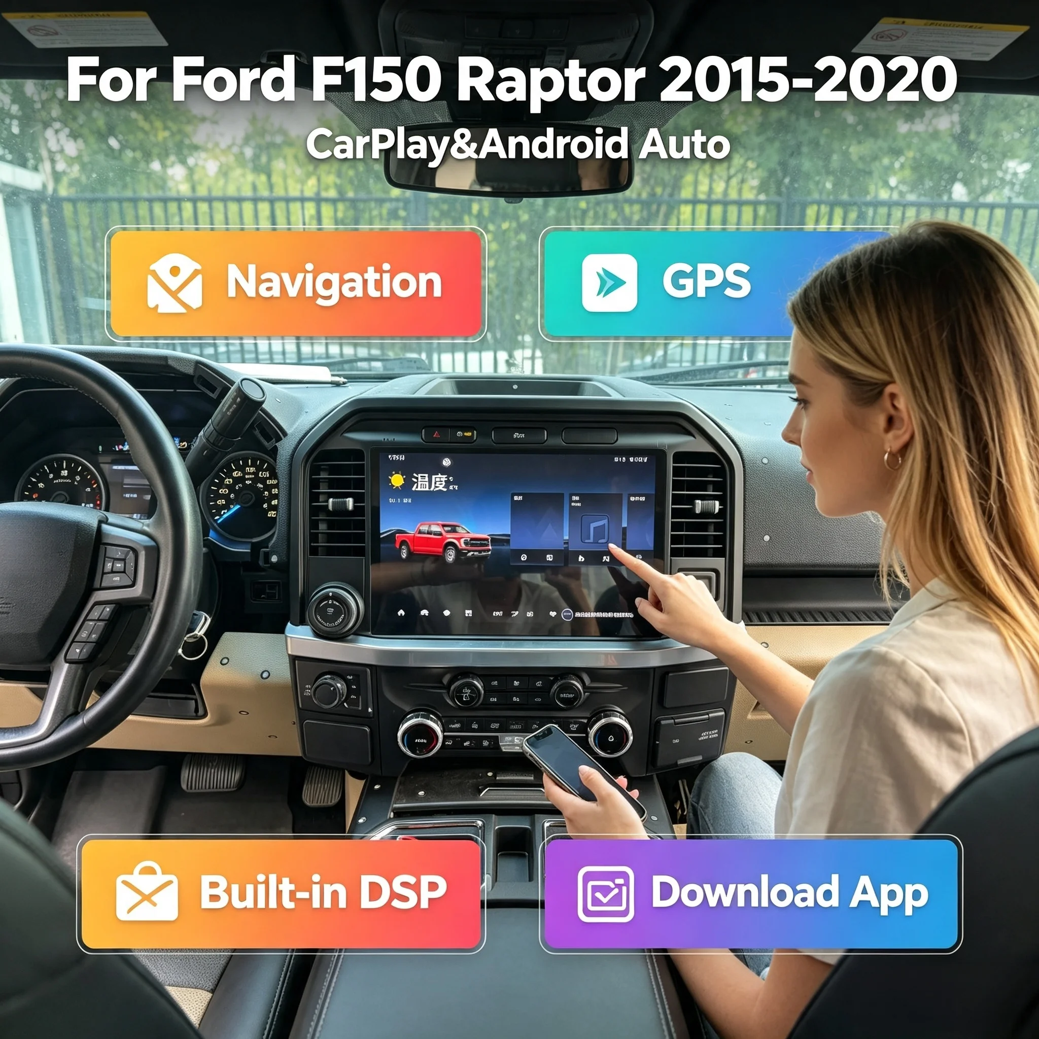 13.1 inch Andorid 13 Car Radio For Ford F150 2015 -2021 Car GPS Navi Head Unit Stereo Multimedia Video Player Auto Radio Carplay