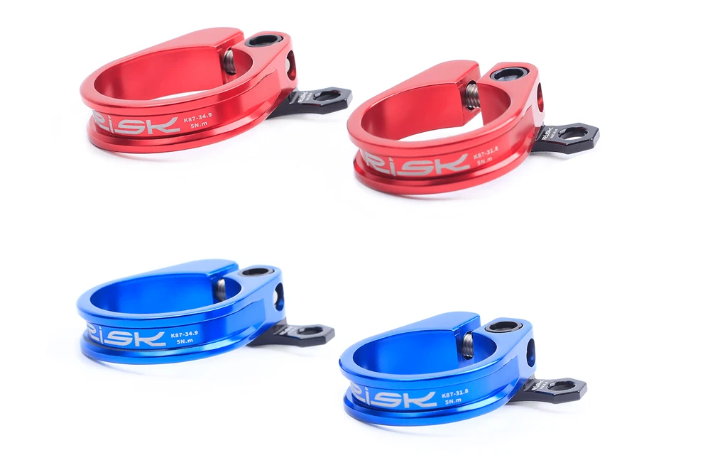 RISIKO 31,8mm 34,9mm Fahrrad Sattelstütze Klemme Aluminium MTB Mountain Road Fahrrad Sattelstütze Klemme Titan Bolzen mit Kabel Organizer – Detail 8