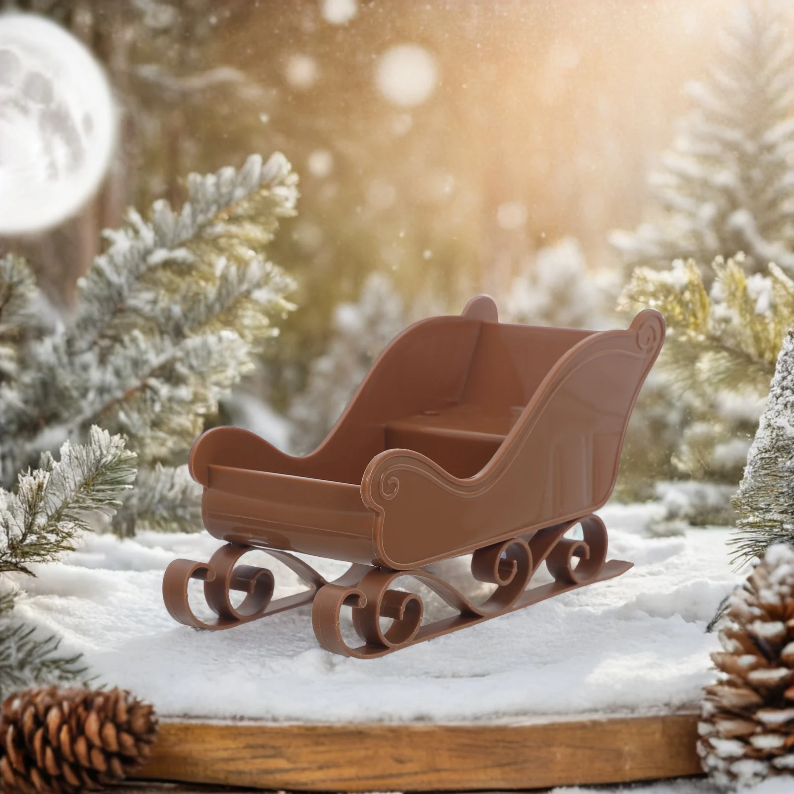 

2Pcs Elegant Santa Sleigh Ornament Christmas Shelf Decoration Lightweight Holiday Mantelpiece Centerpiece