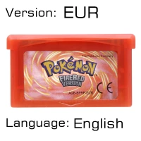 GBA-Spielkassette Pokemon Emerald FireRed LeafGreen Ruby Sapphire Shiny Label Mehrsprachige 32-Bit-Videospielkonsolenkarte