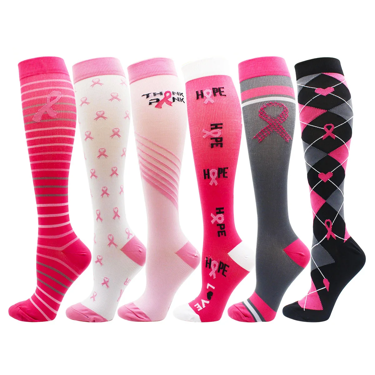 5-7 pairs Compression Socks Circulation Cycling Running Nursing Hiking Travel Recovery Varicose Veins Sports Socks