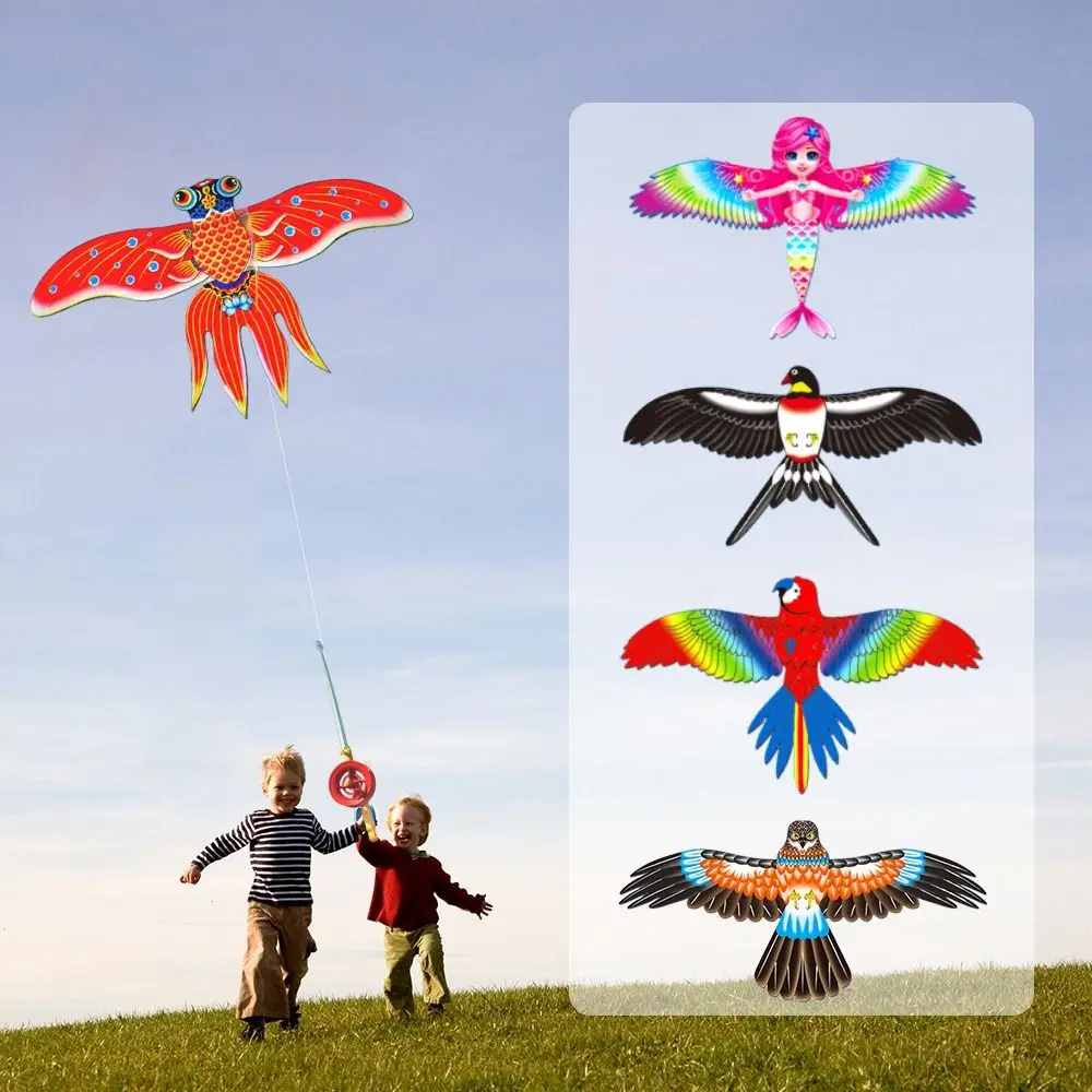 Dynamic Kites for Kids Adult Fishing Rod Dynamic Wing Long Tail Kites Flying Toy for Beginners Lightweight Easy Control Kite Toy