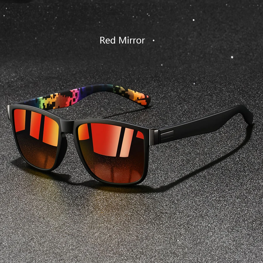 Modische Quadratische Sonnenbrille für Männer und Frauen, Farbenfrohe Trendige Leichte Outdoor-Brille zum Fahren und Angeln – Detail 7
