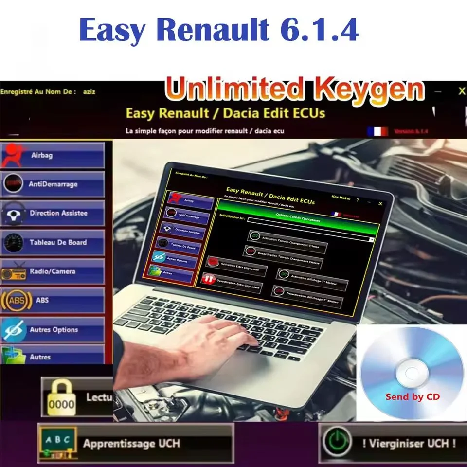 6.1.4 Easy Renault Software for Renault ECU Programmer Clear Crash Airbag Card Keys UCH Cleaner WORK with OBDLink Renolink