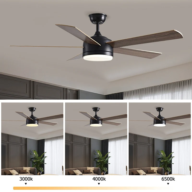 Ventilatore da soffitto moderno da 52 pollici con luce a LED motore a corrente continua telecomando di grande Volume d\'aria per cucina camera da