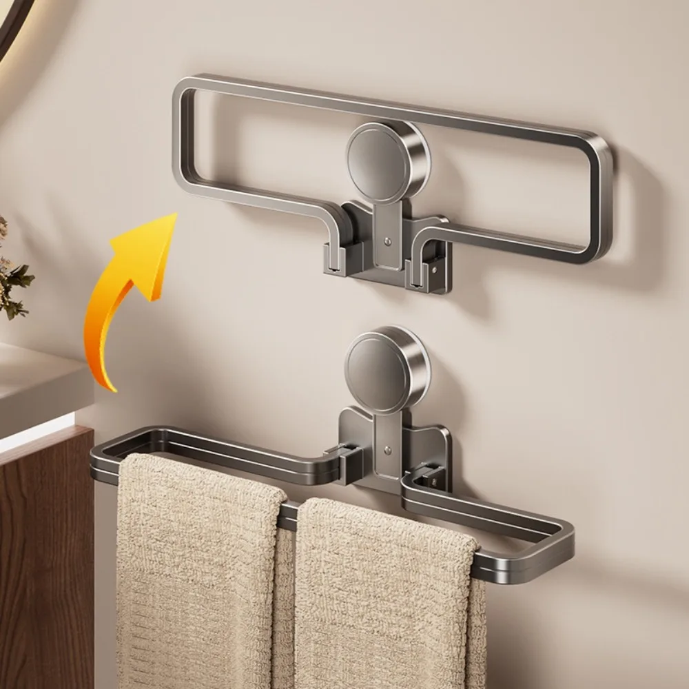 

Detachable Suction Cup Towel Pole Nail Free Installation Single-rod Bathroom Towel Rack Towel Hanger Wall Mounted