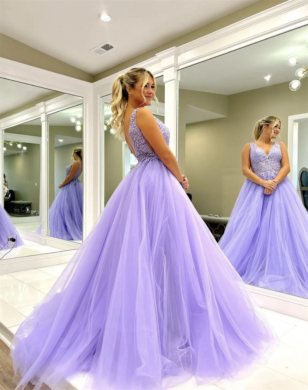 Annie Lavender Purple Prom Dresses Lace Appliqué Dress 2024 Vestidos De Fiesta A-shaped Corset Princess Graduation Party Dresses