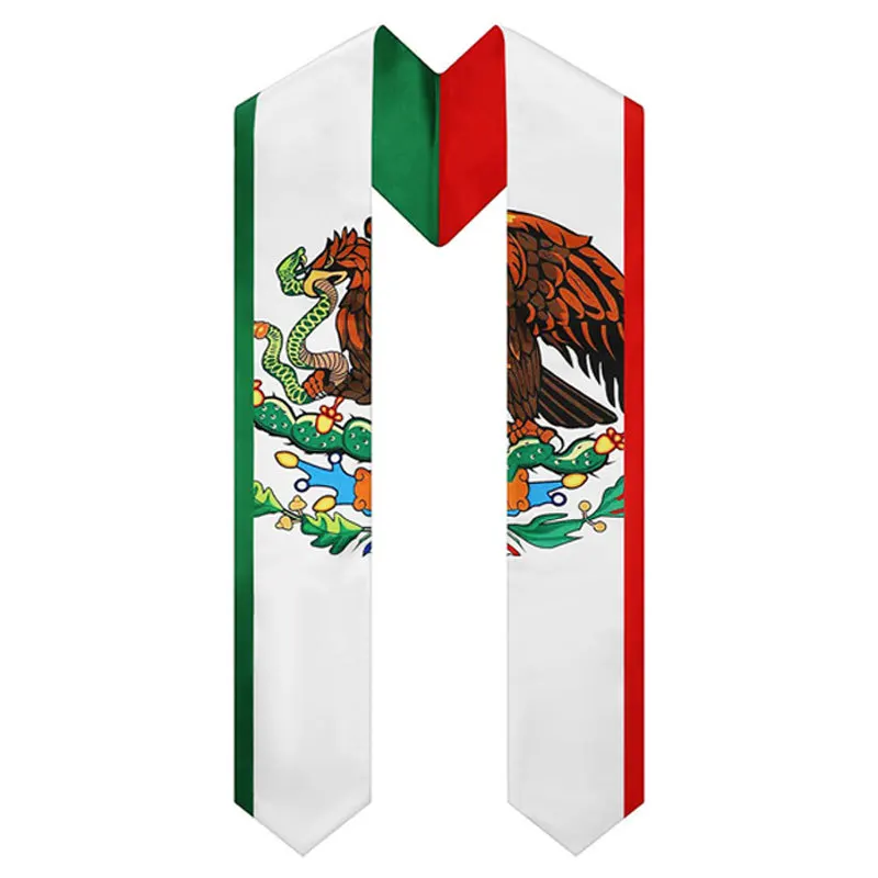 Flag Graduation Stole, Eagle Embroidered Country Flag Honor Sash, Hispanic Graduation Sash for High School & College Graduation