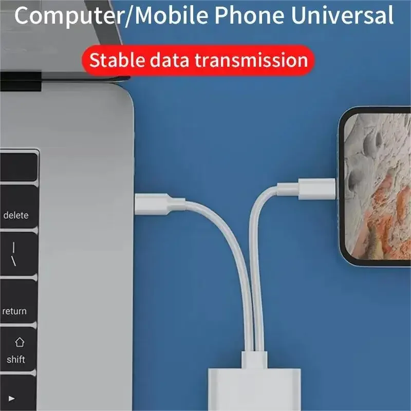 2-in-1 OTG Card Reader Type C Lightning SD/TF Memory Adapter for PC Laptop iPhone Multi Smart Card Reader No App Required