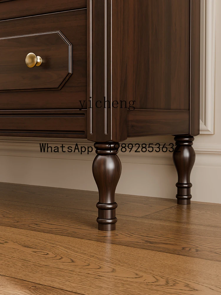 GZ Solid Wood Bed Tail Bedroom Locker Living Room Wall Storage Mid-Ancient Simple Drawer Cabinet