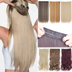 LISI GIRL extensiones de cabello sintético, cabello liso, resistente al calor, sin Clip, pieza de cabello falso secreto oculto, 22 pulgadas, 16 pulgadas