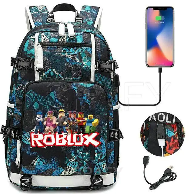 ROBLOX Backpack Men Women Large-capacity School Bag USB Charge Multi-function Backpack Students Laptop SchoolBags