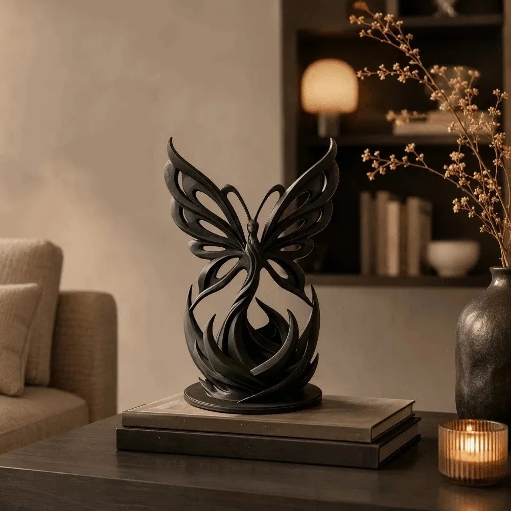 Nordic Style 3D Printed Butterfly Sculpture Minimalist Hollow Twist Butterfly Statue Home Decor Desktop Art Ornament Gift