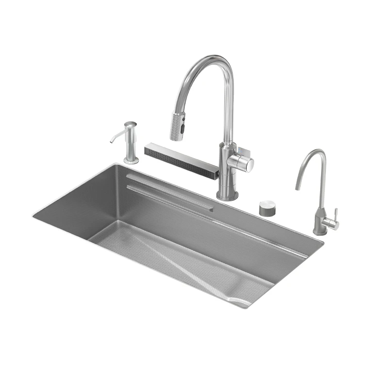 

Narrow side stainless steel large single slot uncoated embossed household kitchen sink under counter sink