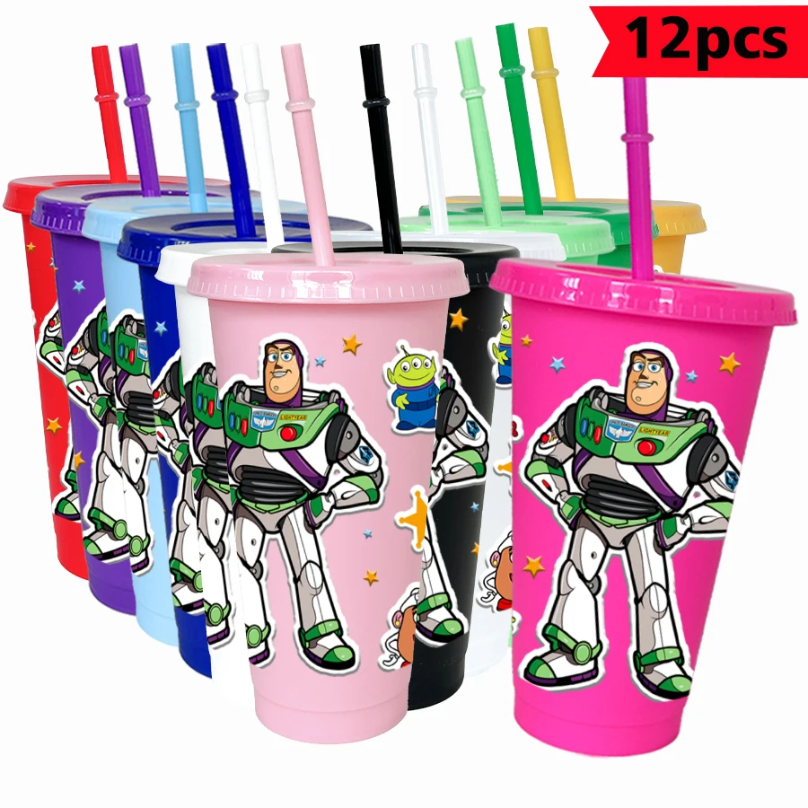 

12 шт./упак., трехглазый мальчик Disney Buzz Lightyear, 26 унций, цветной пластиковый стакан, посуда для питья на день рождения, кружка для сока, кофе