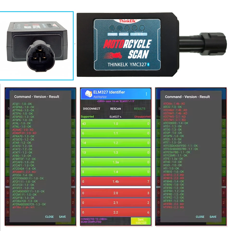 PK ELM327 V1.5 ヤマハ ThinkElk YMC327 と 25K80 チップオートバイ Bluetooth OBD2 スキャナ Motobike 故障 OBDII 診断ツール