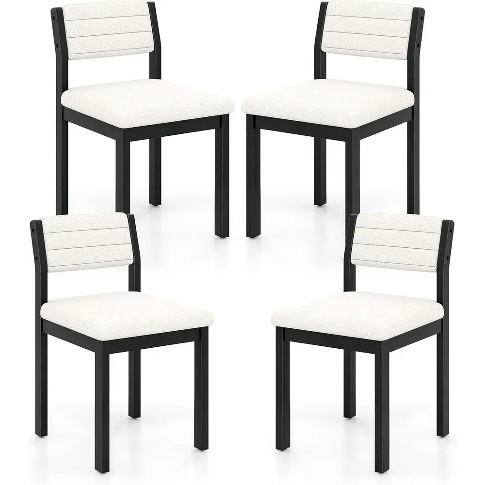 

Plush Dining Chairs Set of 4, Sherpa-Cloth Kitchen Chairs with Wooden Legs and Padded Seats, Modern Accent Chairs for Dining Roo