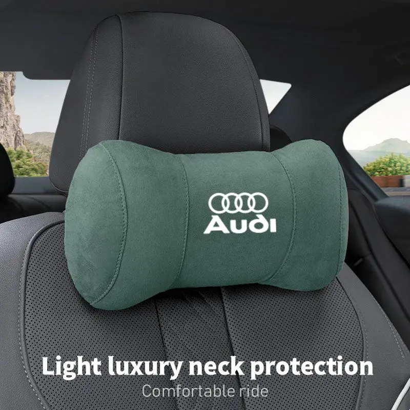 Car Seat Safety Headrest Pad Auto Logo Neck Pillow For Audi Quattro A3 A4 A6 A5 Q5 A1 Q7 Q3 Q2 Q8 A7 A8 TT S1 SQ5 RSQ3 RSQ8