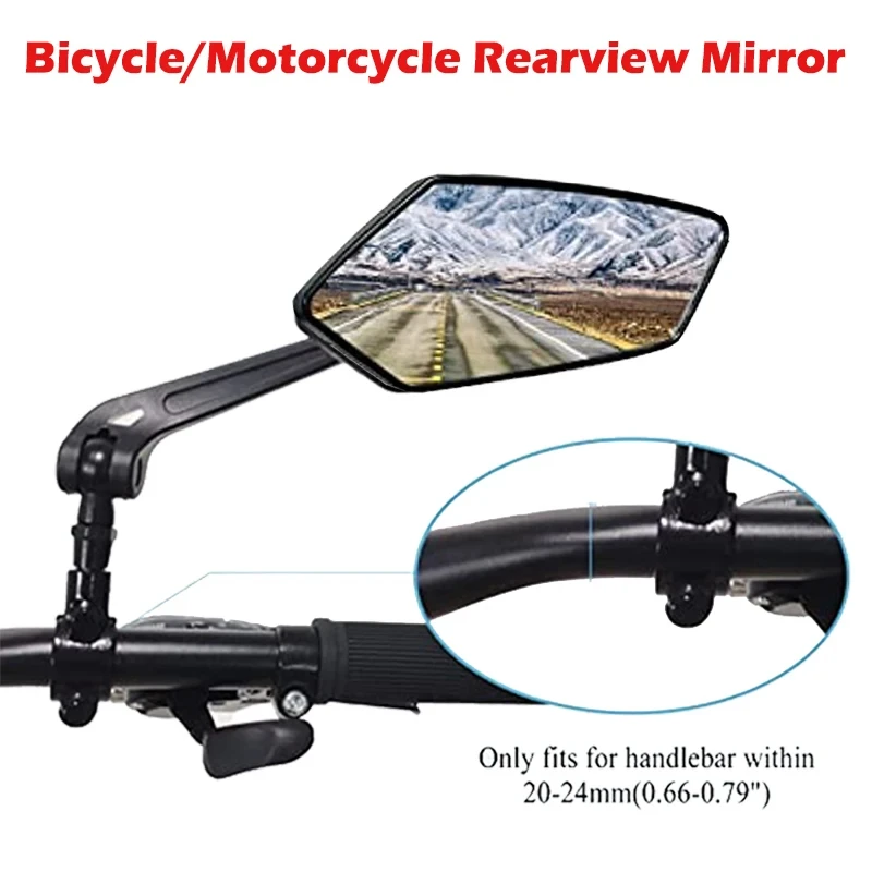 Bike Rear View Mirror Reflector Adjustable Rotatable Handlebar Mirror Clear Rearview Electric Scooter Cycling Bicycle Accessorie