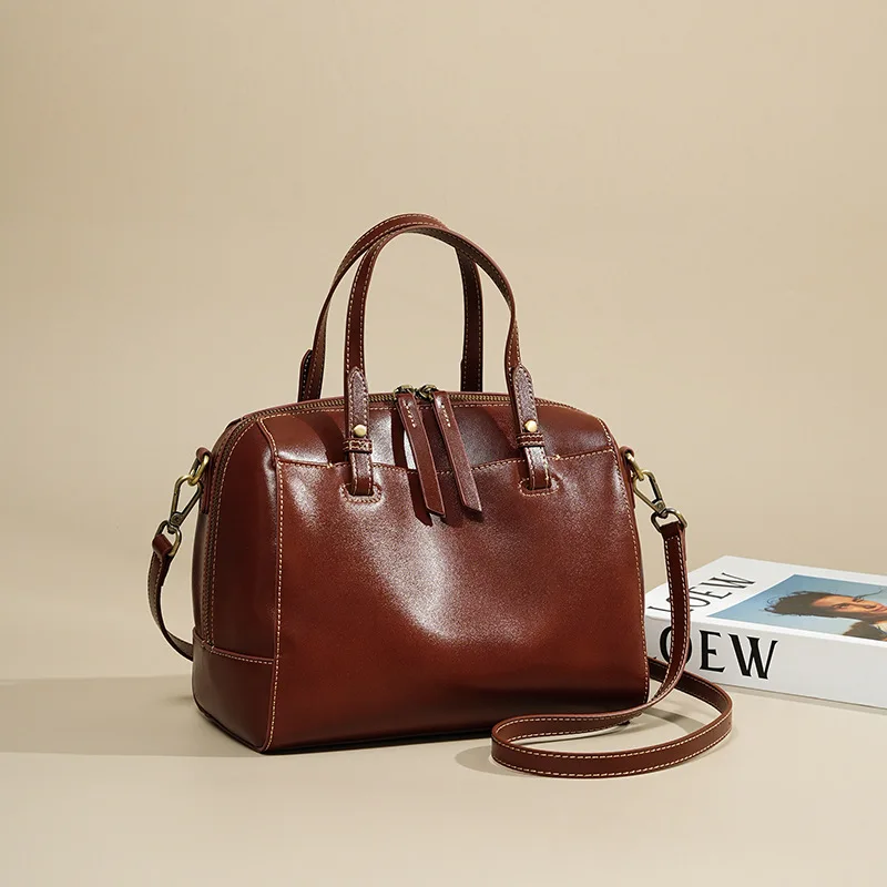 

2026 пригородная сумка, женская повседневная сумка из воловьей кожи с верхним слоем, большая вместительная дизайнерская роскошная сумка через плечо на одно плечо Boston