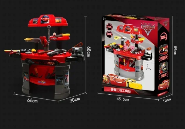 [Disney]Cars Lightning McQueen Kinder-Werkzeugkasten-Spielzeugset, Spielhaus-Set, Simulation Wartungswerkzeug, Spielzeug für Jungen, Geburtstagsgeschenk