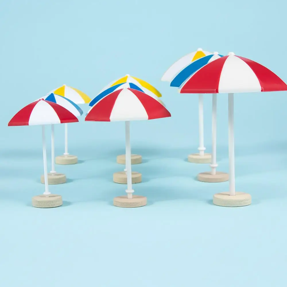 3 Color Beach Sun Umbrella Miniature PVC Bonsai Ornament Dollhouse Micro Landscape for Fairy Garden Decoration