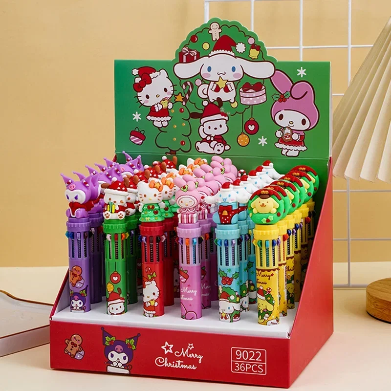 Sanrio 36PC Gel Pens 10 Colors Kuromi Hello Kitty Ballpoint Pen 0.5/0.7mm Multicolor Student Writing Tools Office Supplies Gifts