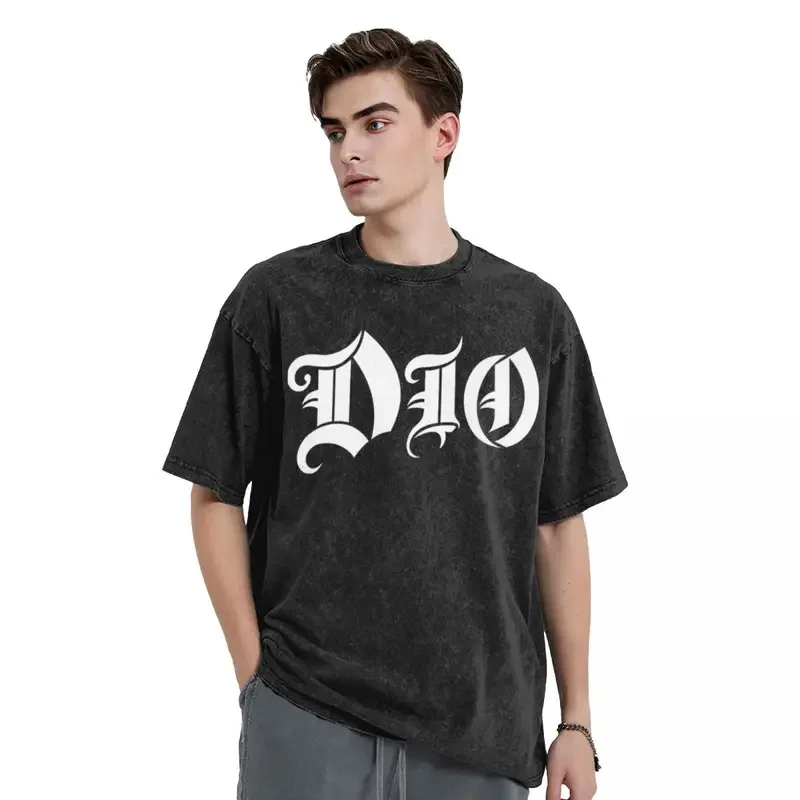 Washed T Shirts 80s Heavy Metal Dio Hip Hop Novelty T-Shirts Oversize Streetwear Graphic Printed Tops Tee Shirt Men Women