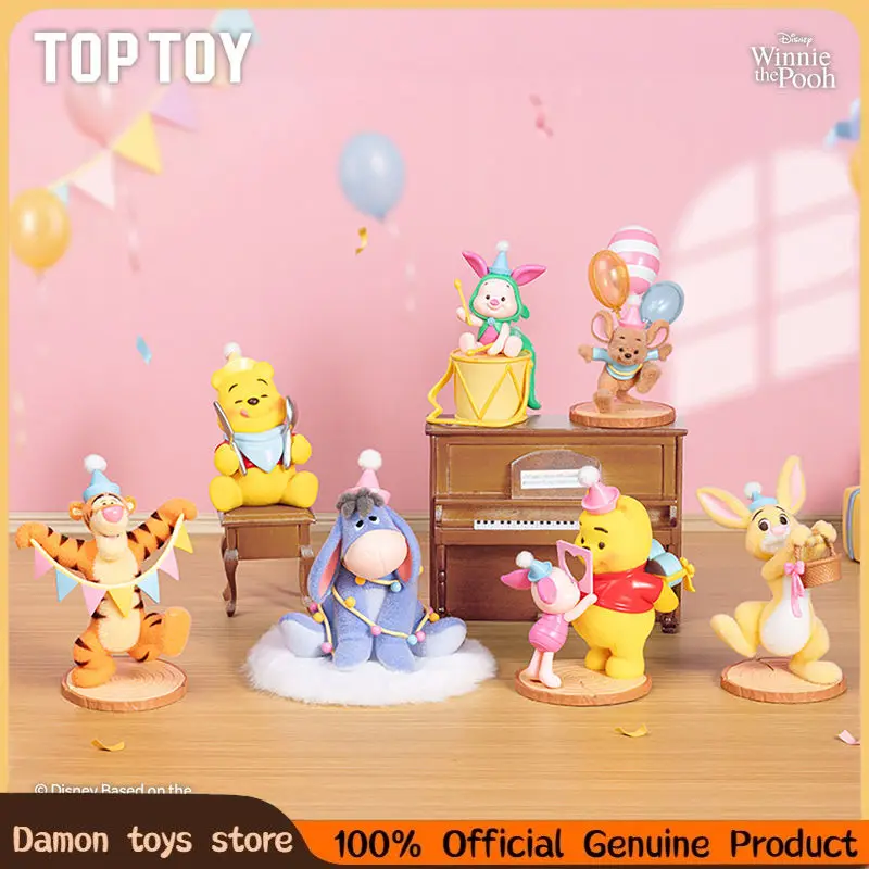 

Genuine TOPTOY Disney Winnie The Pooh Carnival Party Series Figure Blind Box kawaii Winnie Collectible model Doll Gift For Girl