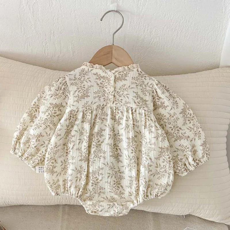 2025 New Autumn Toddler Baby Girls Romper Long Sleeved Cotton Print Korean Style Climbing Suit 0-24M Children Clothes