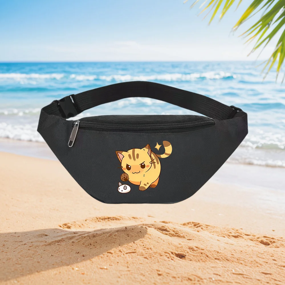 

Angry Cute Cat Cartoon Design Waist Backpack Crossbody Chest Bag Street Casual Sporty Fashionable Simple Unique Printed Design