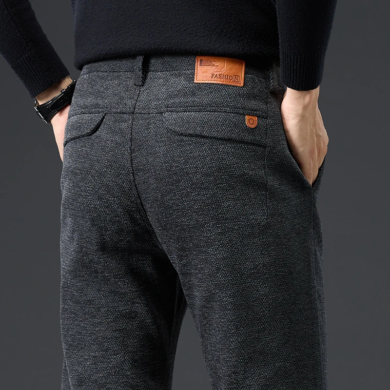 

Men's Slim Fit Chenille Long Pants Advanced Business Casual Trousers Trend Autumn Comfortable Daily Wear Male Clothing