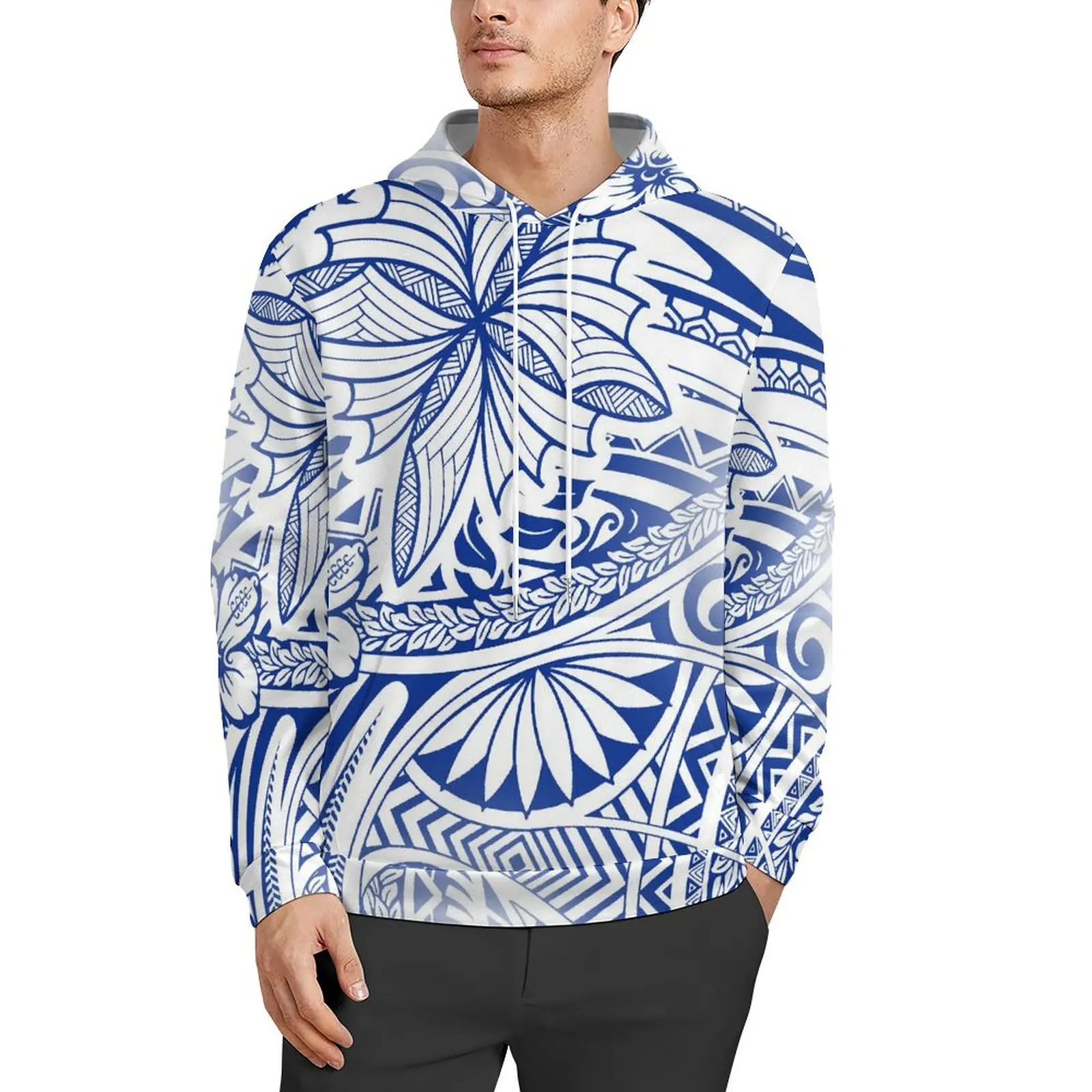 Men Lightweight Loose Sweatshirt Polynesia All over Sweatshirt Samoa Multi Floral Pattern Hooded Sweatshirt Polynesia