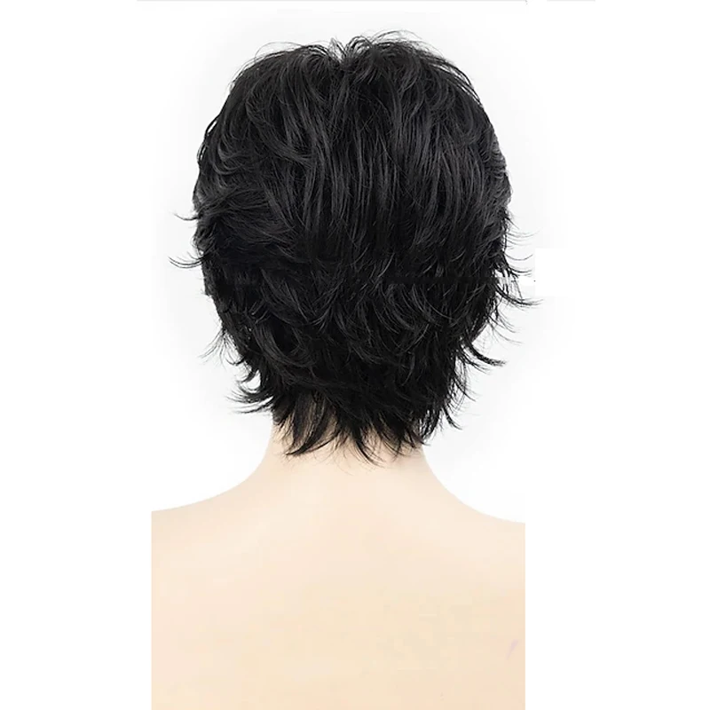 HAIRJOY Synthetic Hair  Short Black Pixie Cut  Straight  Wigs for Women Daily Use