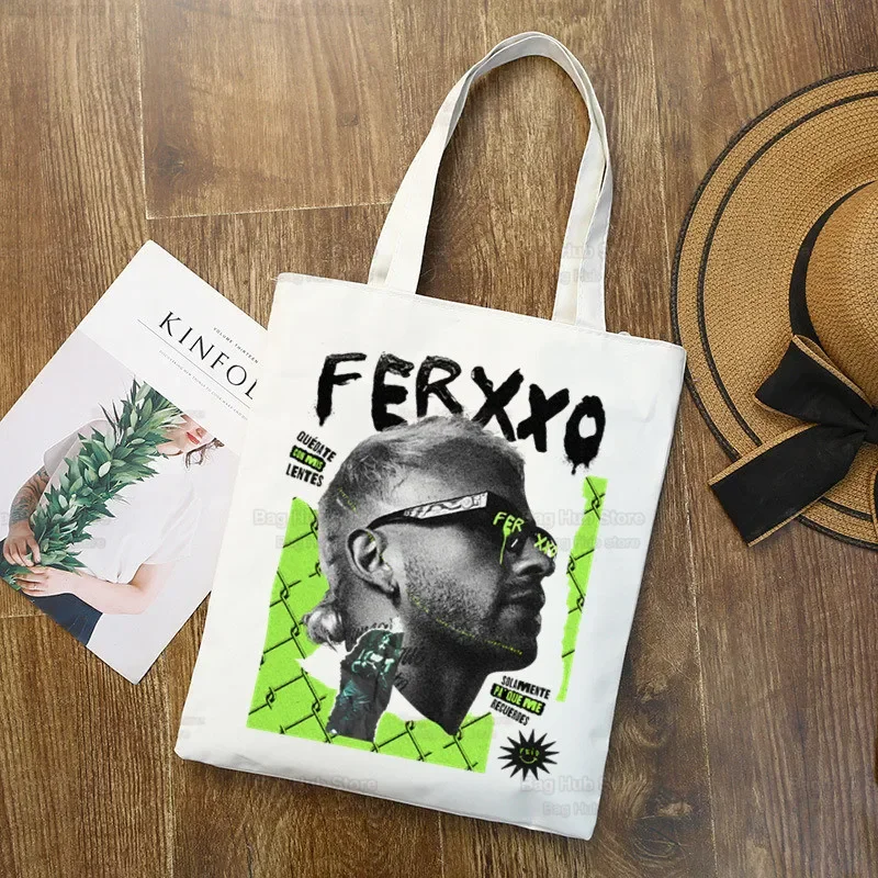 The Ferxxo Feid 90s Rapper Graphic Cartoon Printed Canvas Shoulder Bag Female Harajuku Funny Large-capacity Eco Environmental