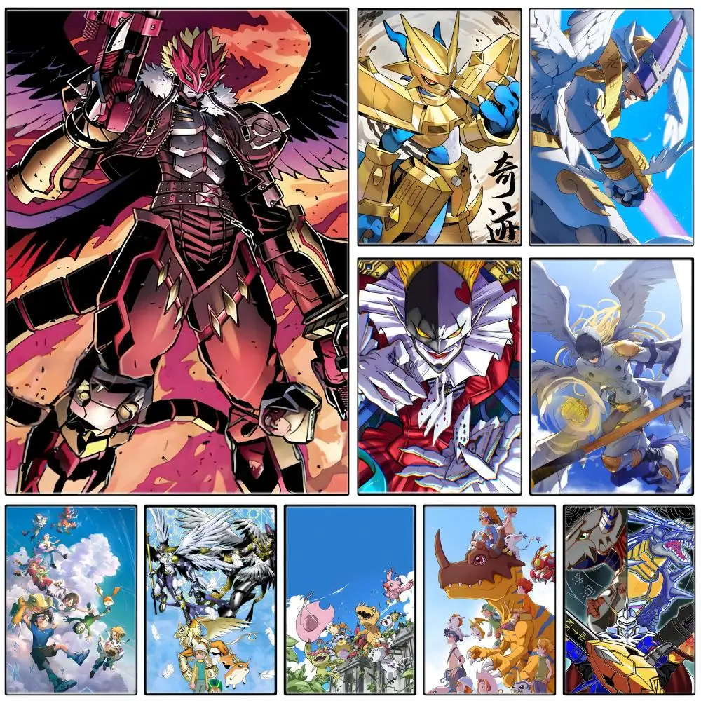 Adventure Anime D-Digital Monster Digimon Poster  Self-adhesive Art Waterproof Paper Sticker Coffee House Bar Room Wall Decor