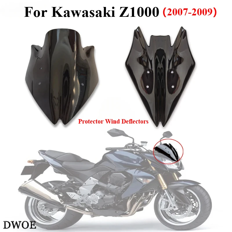 

Motorcycle Accessories Double Bubble Windshield WindScreen Screen For Kawasaki Z1000 2007 2008 2009 Protector Wind Deflectors