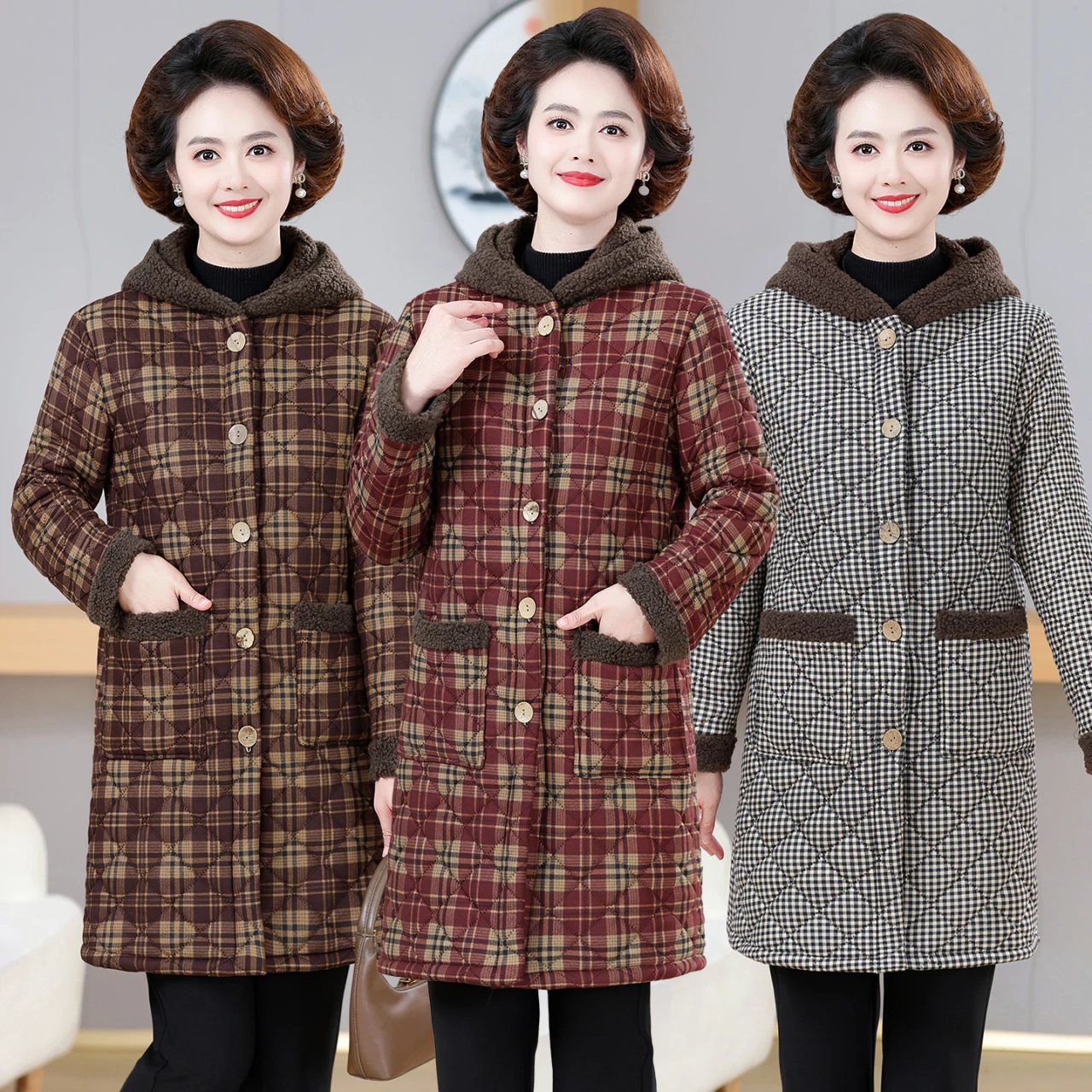 حجم كبير Fce اصطف منتصف طول Jaet المرأة الدفء الرجعية Sle تخفيف طويل Sve ملابس خارجية الخريف الشتاء فضفاضة تناسب