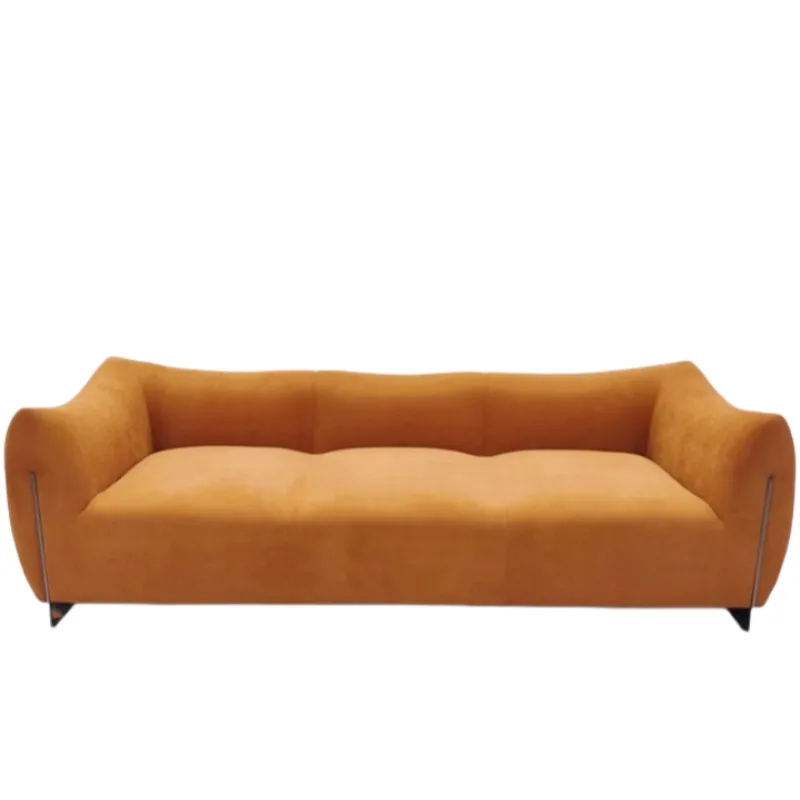 

Niche designer corduroy dopamine color scheme retro metal base horn cloud sofa