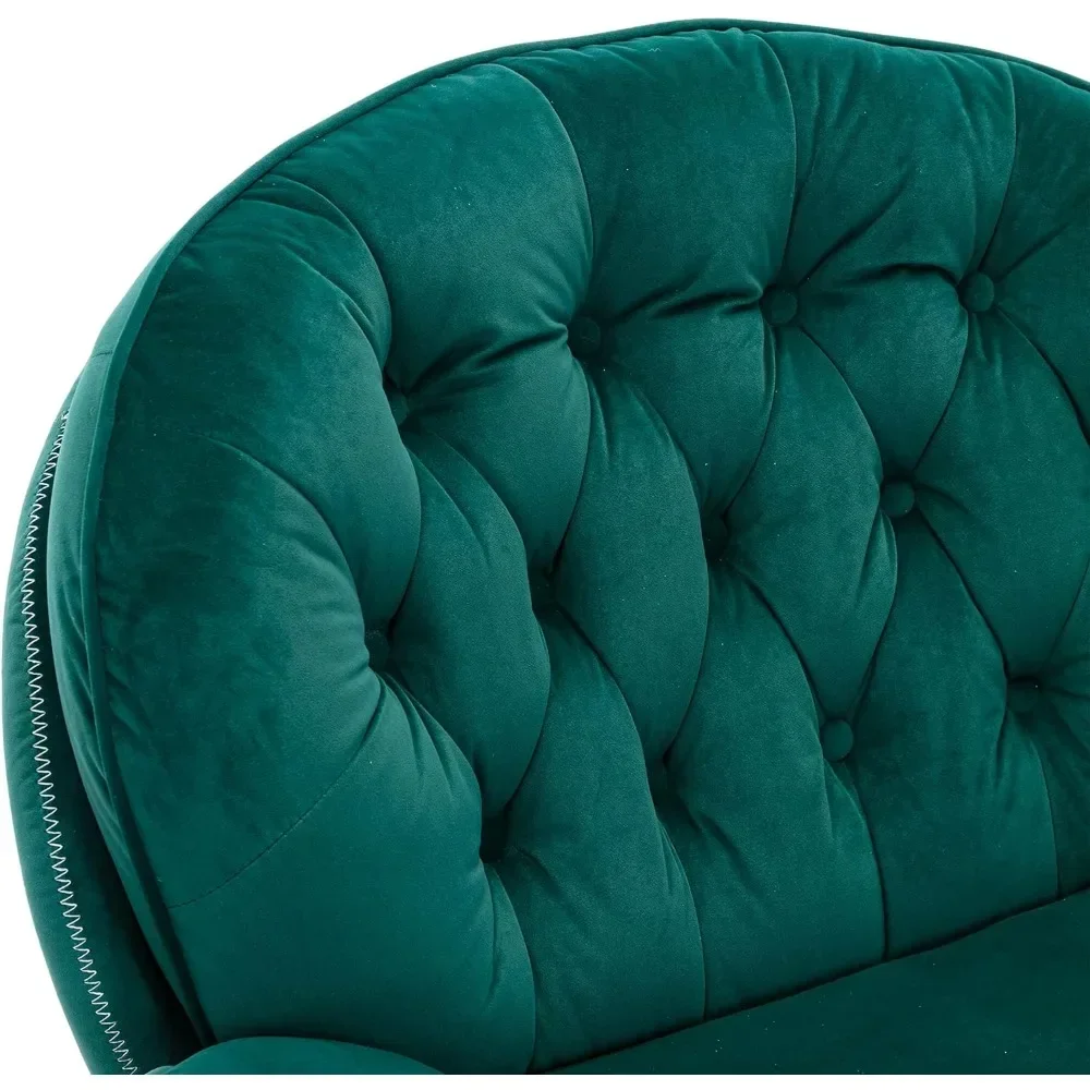 Fluwelen Roterend Accent Voetenbankje, Moderne Chaise Longue Met Voetsteun, Comfortabele Fauteuil Met Metalen Poten Tv-Stoel, Groen