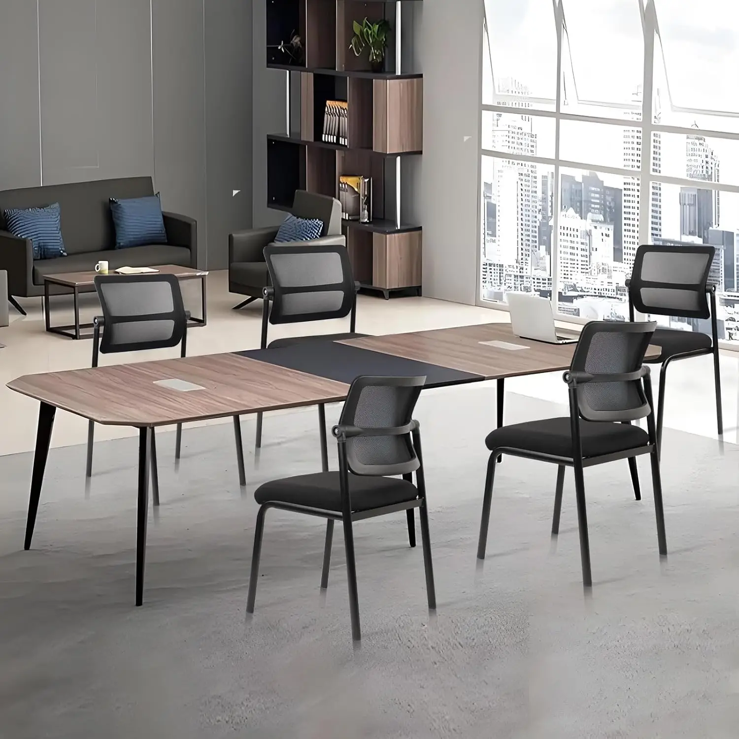 Stacking Armless Office Chair With Adjustable Backrest, Stackable Mesh Guest Reception Desk Chairs With Ergonomic Lumbar Support