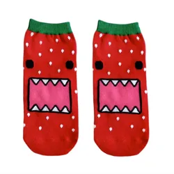 Strawberry Domo Kun Socks for Women Cotton Red Socken Cartoon Anime Kawaii Cute Socks Kids Girls