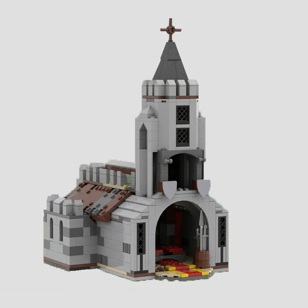 Новый MOC, средневековый ретро церковный замок, модель строительных блоков, сделай сам, архитектура, город, уличная сцена, сборка, детская игрушка, подарок для мальчика
