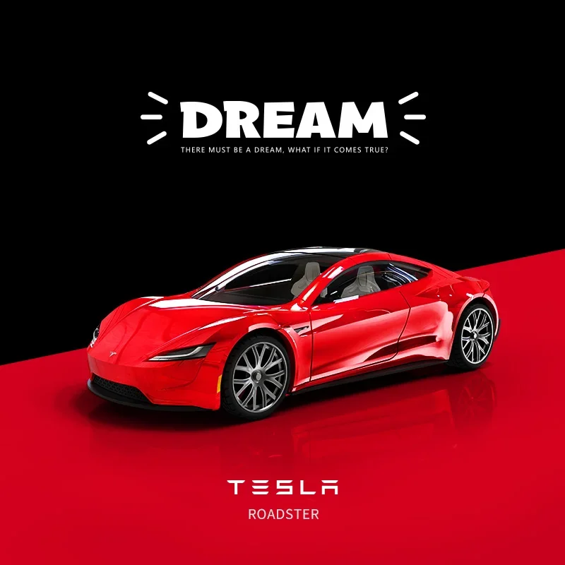 

1/64 Tesla Dream Roadster Concept Sports Car Model Diecasts Metal Alloy Toy Mini Car Model Simulation With Retail Box Collection