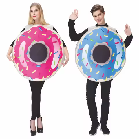 Cartoon Doughnut Cosplay Costume Creative Funny Halloween Christmas Stage Performance Carnival Party Outfit Parent-child Clothes