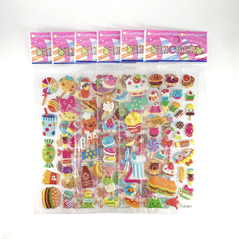 3D Cartoon Sticker Ice Cream Cake Candy Girls Pattern Stickers Scrapbooking for Kids Diary Decoration PVC Toys