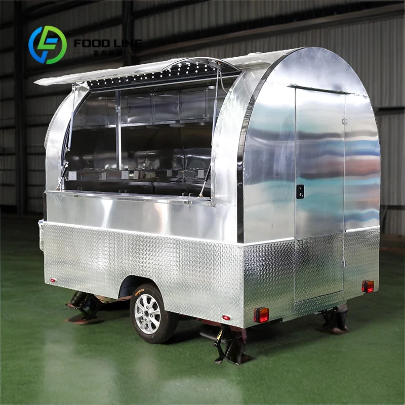 Customized Round Small Movable Hot Dog Cart Ice Cream Truck Food Trailer for Restaurant
